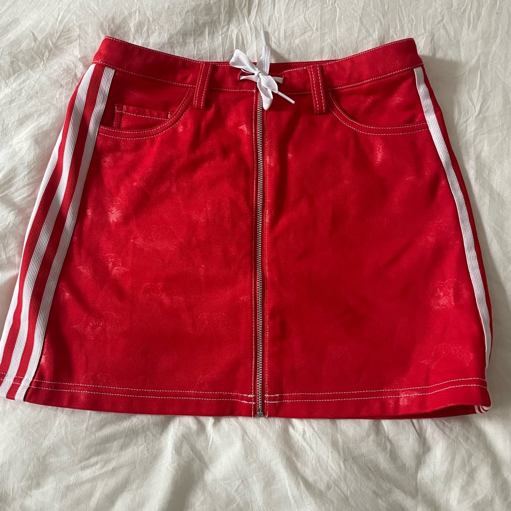 Adidas x Fiorucci red mini skirt
